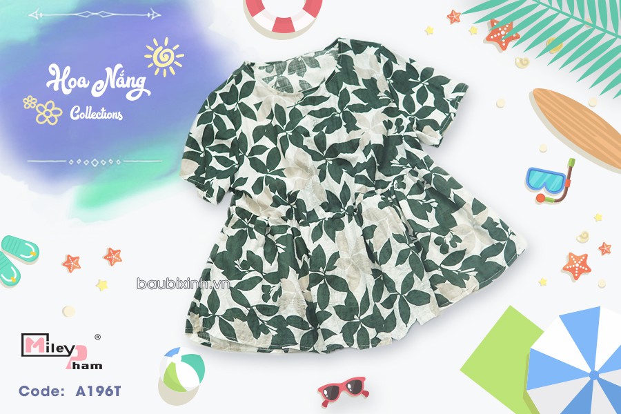 ÁO THÔ HOA DÁNG XOÈ BABYDOLL LÁ XANH