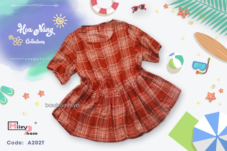 ÁO THÔ HOA DÁNG XOÈ BABYDOLL KẺ Ô