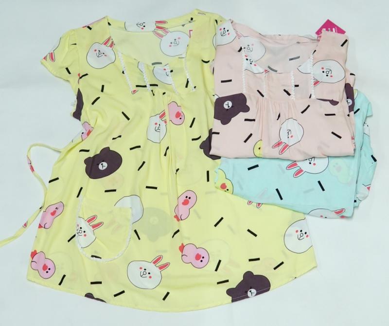 BỘ BẦU LANH LỤA GẤU LINE & THỎ CONY