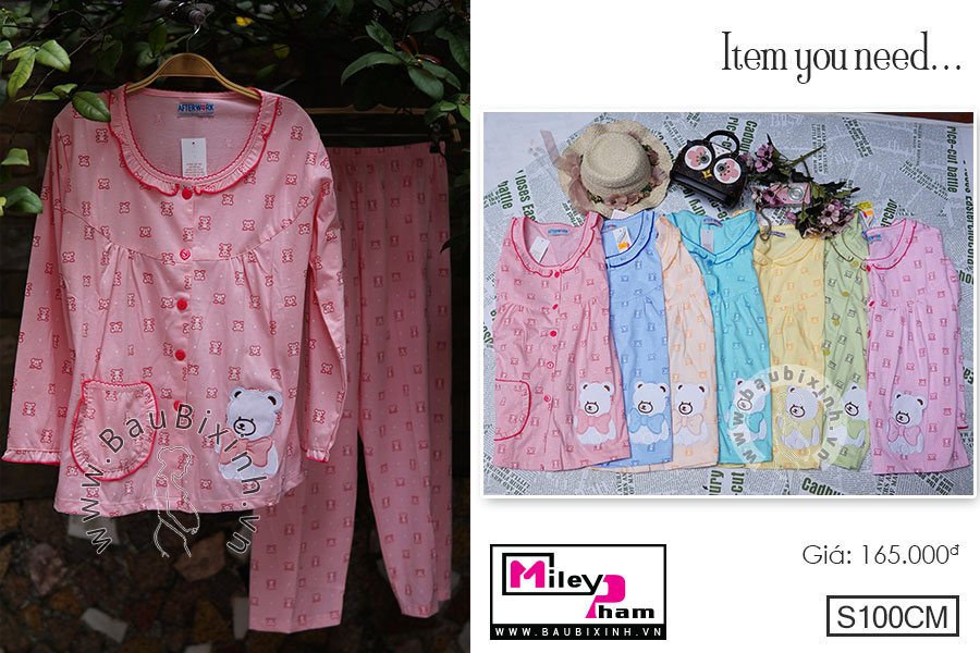 BỘ SAU SINH COTTON MỀM GẤU NƠ