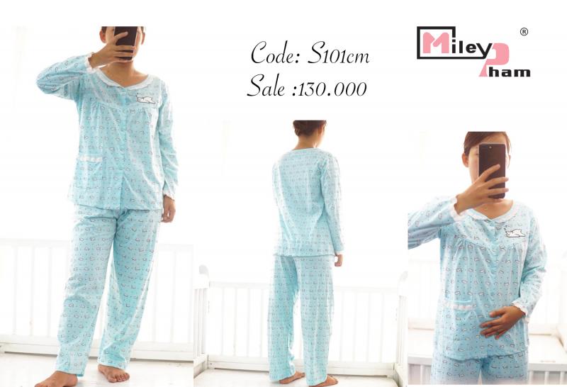 BỘ SAU SINH COTTON MỀM GẤU NẰM NGỦ CHẤM TIM