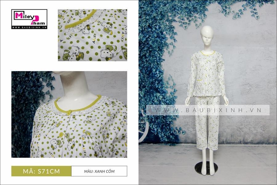 BỘ SAU SINH COTTON MÈO KITTY CHẤM BI
