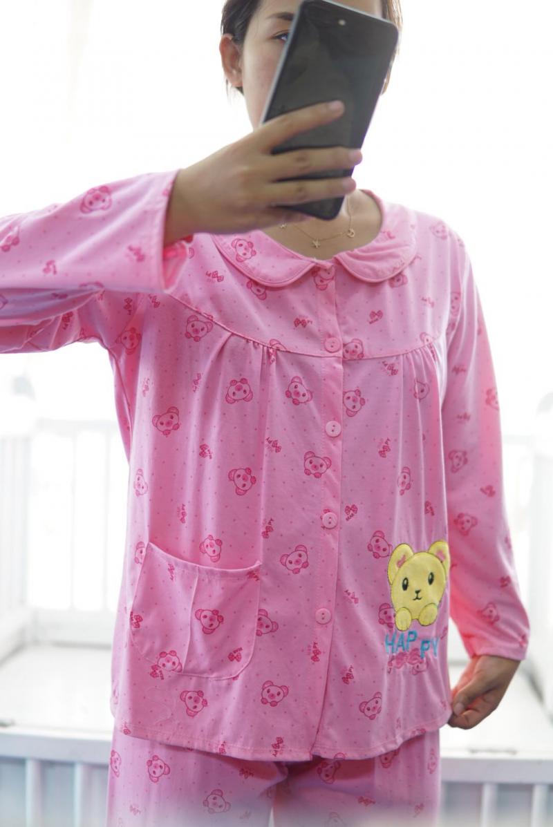 BỘ SAU SINH COTTON MỀM HÌNH GẤU HAPPY CHẤM