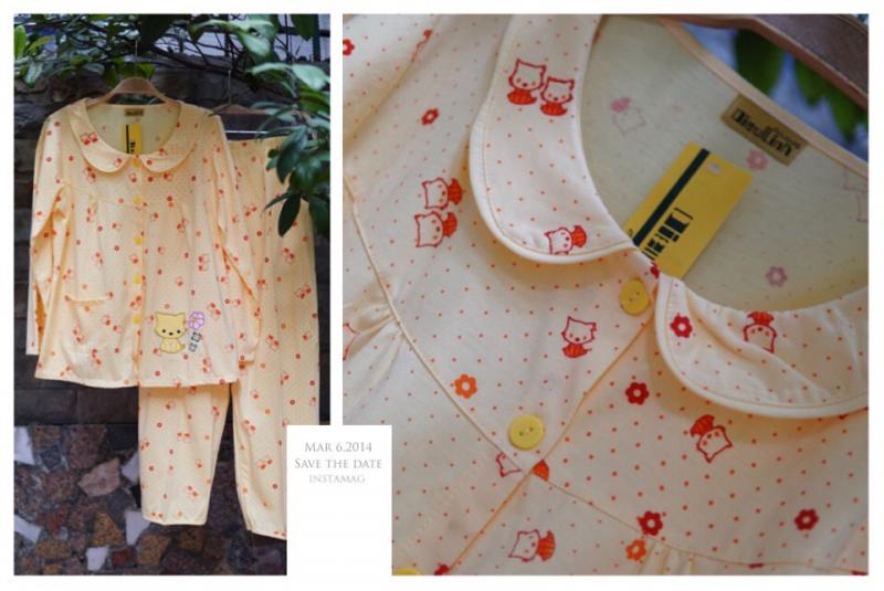 BỘ SAU SINH COTTON MỀM HÌNH MÈO HELLO KITTY CHẤM