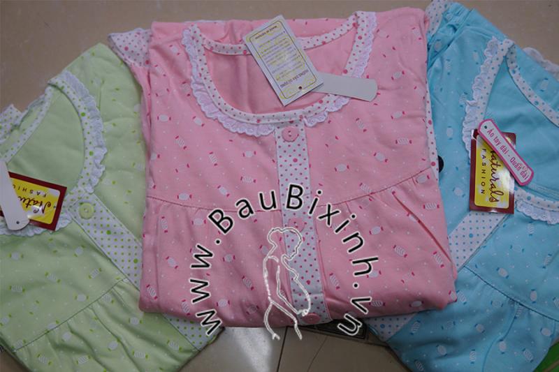 BỘ SAU SINH COTTON MỀM HÌNH KẸO CHẤM QUẢ CỔ REN BI