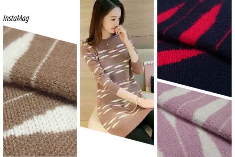 VÁY LEN MỊN SỌC NGANG PHỐI MÀU