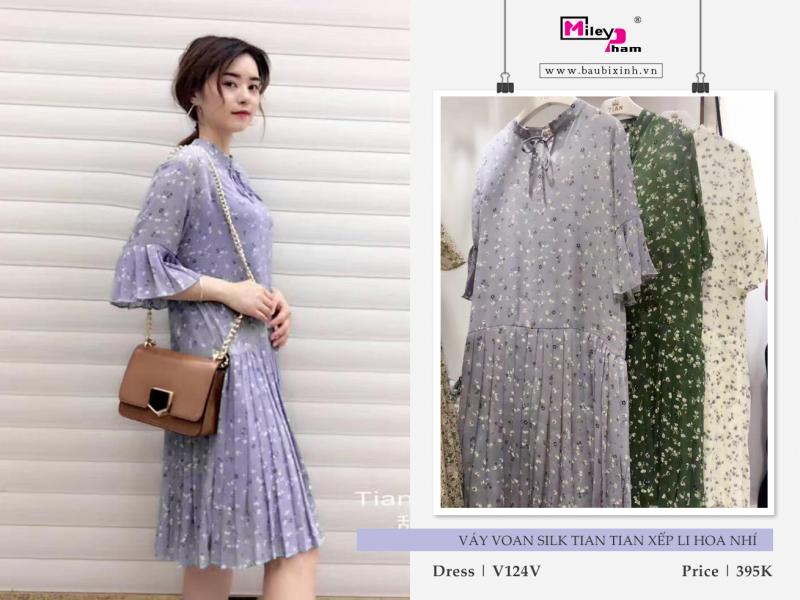VÁY VOAN SILK TIAN TIAN XẾP LI HOA NHÍ