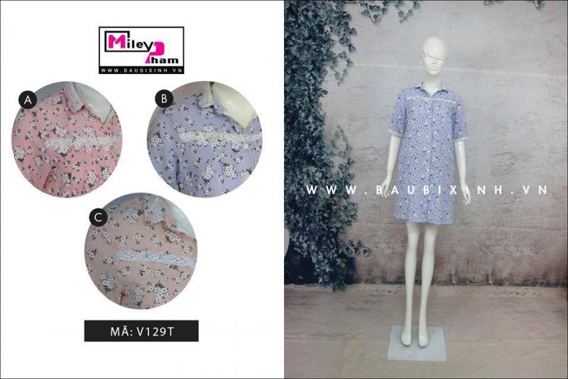 VÁY THÔ HOA SƠN MÀI CỔ SƠ MI
