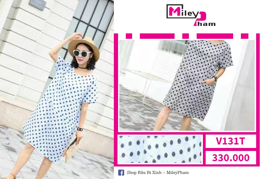 VÁY THÔ BIGSIZE KẺ NGANG CHẤM BI