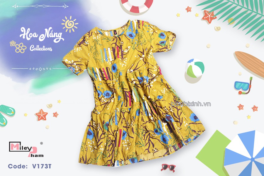 VÁY THÔ ĐŨI BOYL XOÈ RÚM 2 TẦNG HOA VÀNG TD-830