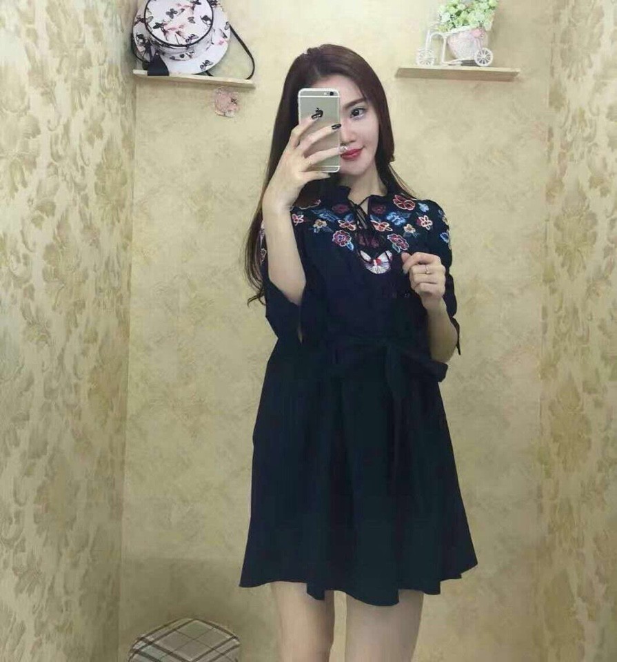 VÁY THÔ XUẤT HÀN CỔ TÀU BUỘC DÂY
