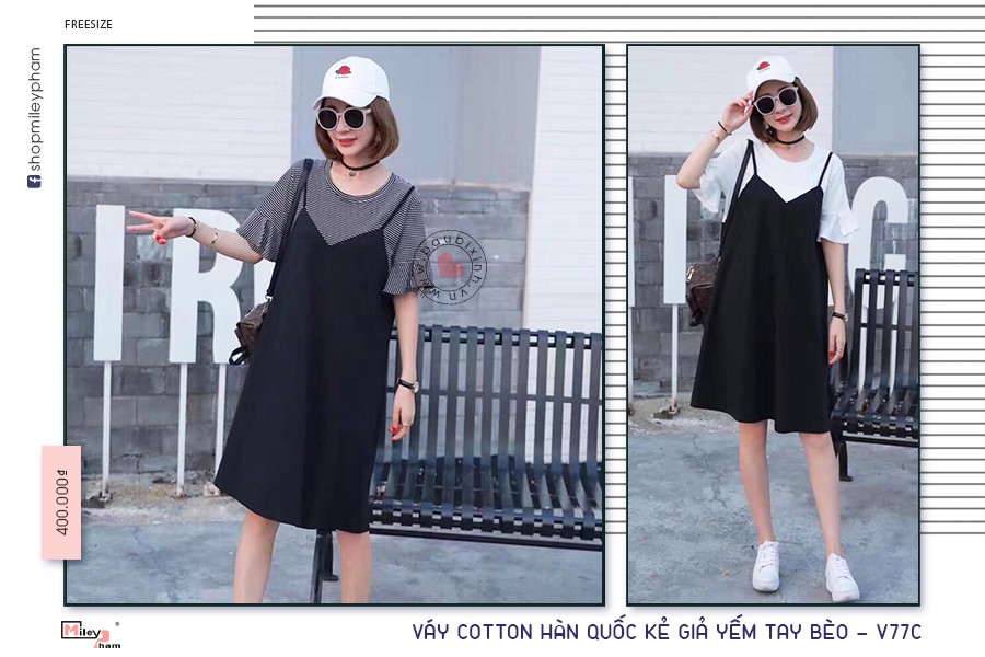 VÁY COTTON HÀN QUỐC KẺ GIẢ YẾM TAY BÈO