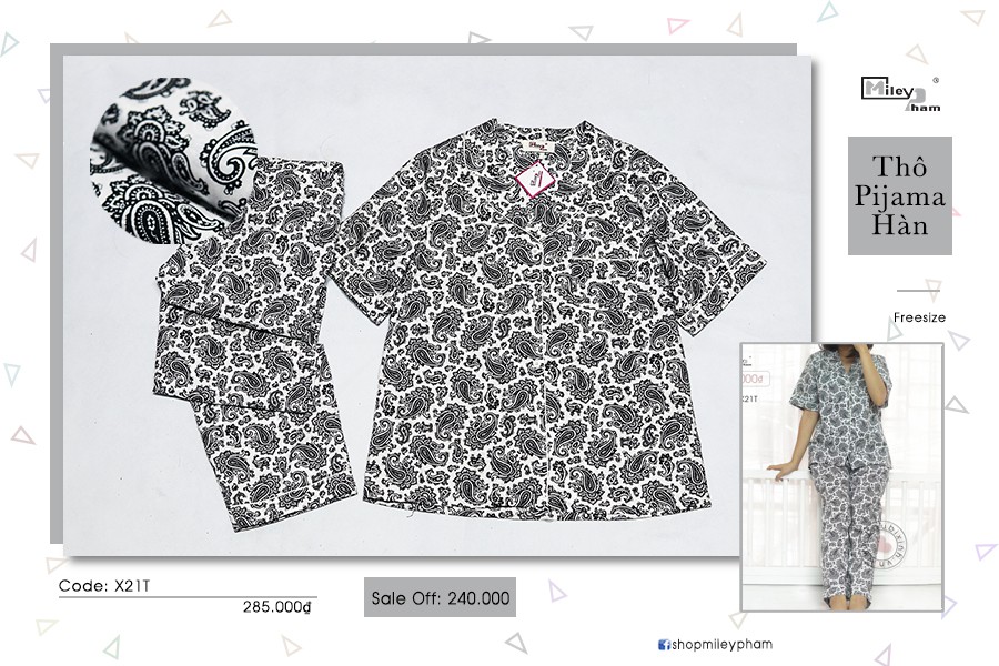 BỘ PIJAMA BẦU & BÚ HỌA TIÉT ĐEN NỀN TRẮNG