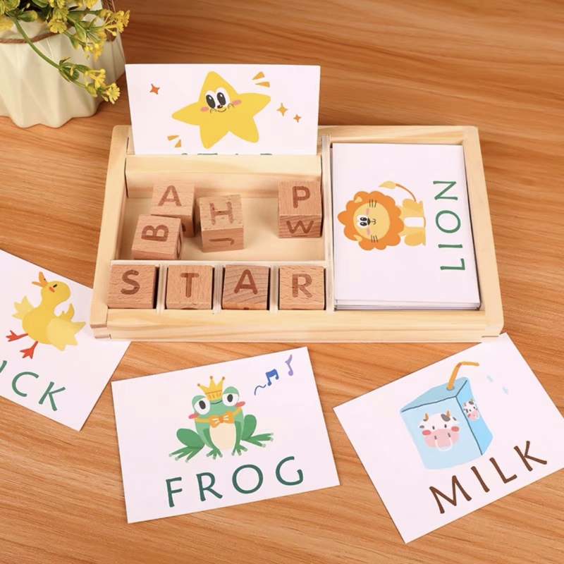 FLASH CARD HỌC TỪ VỰNG TIẾNG ANH BẰNG KHỐI GỖ KÈM KHUNG