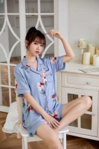 PIJAMA LANH XUẤT SIÊU NHẸ HOA TO - QUẦN ĐÙI