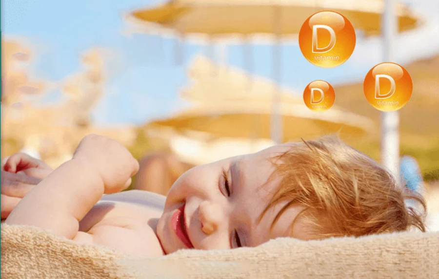ánh nắng mặt trời giúp cơ thể bé tổng hợp vitamin D